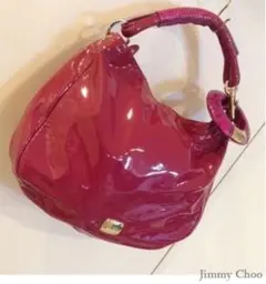 定価20万円程 ジミーチュウ 赤パープル 肩がけ u0026 ハンドバッグ