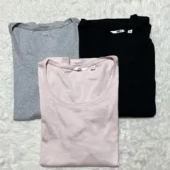 【UNIQLO】ユニクロ◇長袖Tシャツ シンプル コットン L 3枚セット
