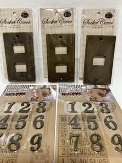 ブロンズ スイッチカバー 3個セット 数字プレート付き