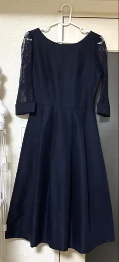 【美品】pourvous フォーマル　ワンピース　ドレス　ネイビー　紺色