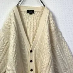 ウールカーディガン L フィッシャーマン アランセーター アイボリーホワイト