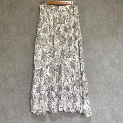 【美品】テチチ(F)アソートティアードロングスカート＊大花柄＊総柄＊ウエストゴム