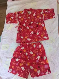 épate 甚平 赤 120cm うさぎ柄