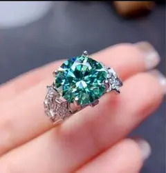 ☆FJ☆ 高品質 キュービックジルコニア 3ct リング スカイブルーグリーン