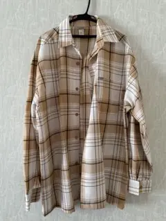 Cat Top チェック柄長袖シャツ XL
