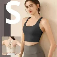 ヨガウェア スポーツブラ ブラトップ パッド付 Sサイズ ブラック