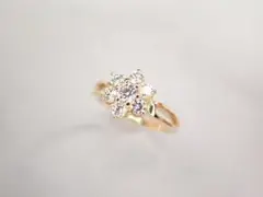 美品 ミキモト K18 ダイヤ計0.34ct デザイン リング 指輪