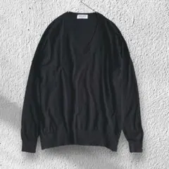PLST プラステ Vネック 薄手ニット M ブラック メンズ 長袖 シンプル