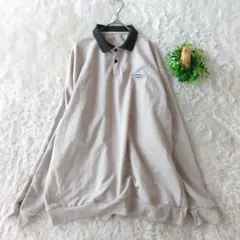 SHEIN　シーイン　長袖ポロシャツ ベージュ/黒　バイカラー　XL　シンプル