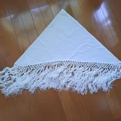 フラメンコ用ホワイト フリンジ付き三角ストール