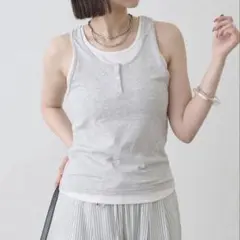 美品 mystic レイヤードタンク グレー ミスティック