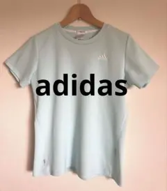 【未使用】adidas 水色 リブ編み レディースTシャツ Ｌ