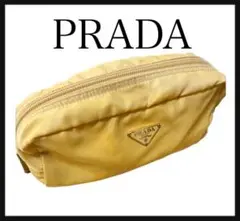 ◎PRADA◎プラダ ナイロンポーチ 三角ロゴ イエロー スクエア レディース