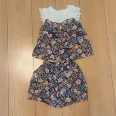 【極美品だが一箇所】petit main 花柄セット 80　ネイビーフリル　人気