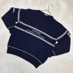Papas ネイビー ストライプ ニットセーター　Mサイズ　秋冬服　メンズ