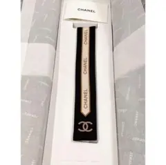 CHANEL シャネル シルク ツイル スカーフ 細スカーフ ツイリー ブラック