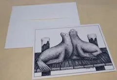 ハワイ アザラシのイラストが描かれたアートカード ALLISON KUEHN