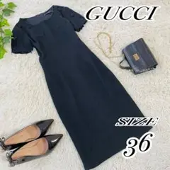 【美品】GUCCI レディース半袖 美シルエットタイトワンピース サイズ36