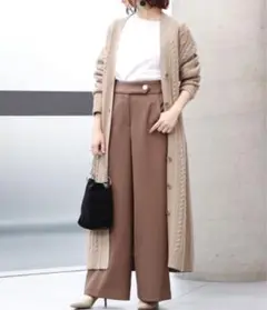 定価52800円 マルティニーク ケーブルニット ロングカーディガン