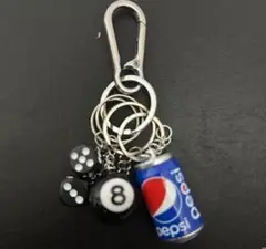 キーホルダー 4点セット ダイス 8ボール ペプシ缶 カラビナ付 アメカジ