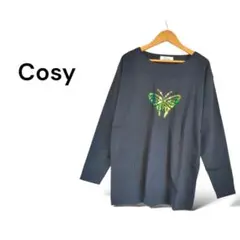 良品✨コージィ COSY ロングTシャツ【L相当】バタフライ 蝶々 黒