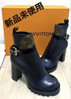 新品未使用LOUIS VUITTON ブラック レザー ブーティ22.5希少