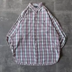 90s Ralph Lauren マドラスチェック柄 BDシャツ XL A123