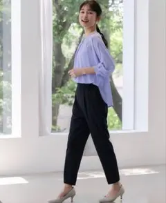 anysis サラキレイテーパードパンツ　ネイビー　2号