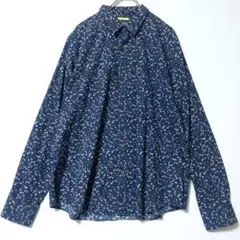 ネイビー 花柄 長袖シャツ 2XL スリムフィット アメリカンラグ