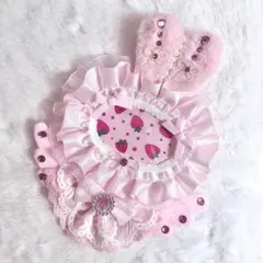 【51】ピンク硬質ケース♡レース名札ケースB8 硬質ケースデコ♡