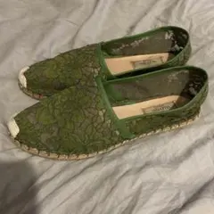 VALENTINO グリーン レース スリッポン　41