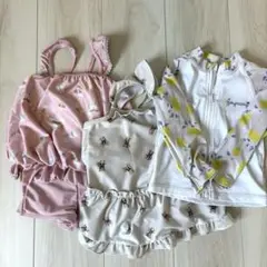 女の子100水着2着＋ラッシュガード