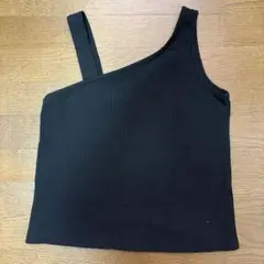 リブ編み ブラック タンクトップ