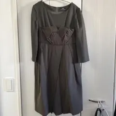 美品 グレースコンチネンタル ワンピース 異素材デザイン カーキ