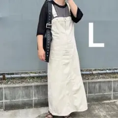 しまむら megumiコラボ　ベアトップジャンパースカート Lサイズ　アイボリー