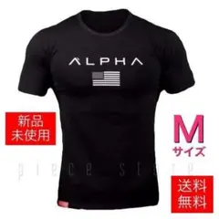 Tシャツ メンズジム筋トレフィットネススポーツウェアM 黒ブラック