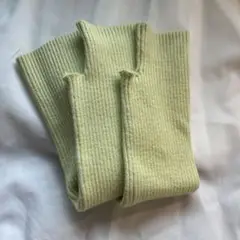 淡いグリーン リブ編み レッグウォーマー