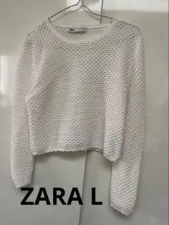 ZARA メッシュ クロップドセーター L ホワイト