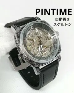 特価中★■ 新品 PINTIME 自動巻き メンズ 腕時計 スケルトン