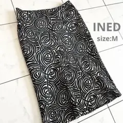 INED イネド スカート フレア size ９　花柄　幾何学 レディース