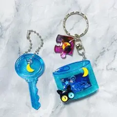 夜空モチーフのレジンキーホルダーセット