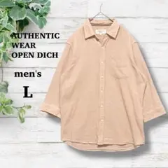 【AUTHENTIC WEAR OPEN DICH】麻混　シャツ　L ベージュ