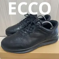 ECCO エコー アクエット オールブラック レザースニーカー 41