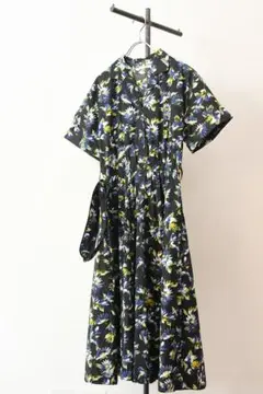 CLANE タック ギャザー フレア ワンピース ドレス ロング プリーツ 花柄