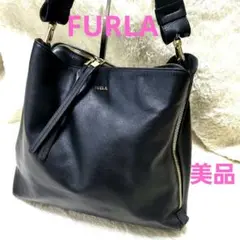 美品 FURLA ワンショルダーバッグ ブラック ゴールド金具 レザー 肩掛け