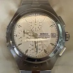 WIRED ワイアード 腕時計 SS 白文字盤 クロノグラフ V657 セイコー
