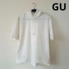 GU メンズ　ドライダブルフェイスビッグパーカー　Sサイズ　半袖　白