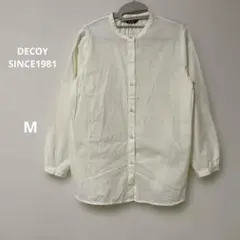 【綿100%】DECOY デコイ　ノーカラー長袖コットンシャツ　シアー　M