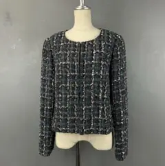 日本製 MISS J ツイードノーカラージャケット レトロ 日本古着 40
