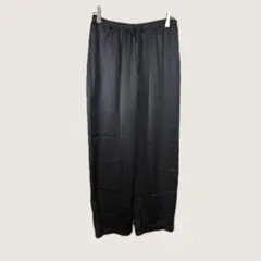 1973UNIQLOサテンドレープストレートパンツダークグレーウエストゴム高見え